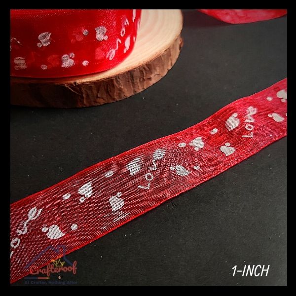 Love Organza Ribbon 1 inch – Red
