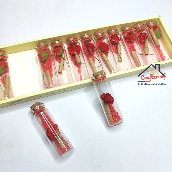 Rose Message Bottle With Message Roll - 12pcs/pack