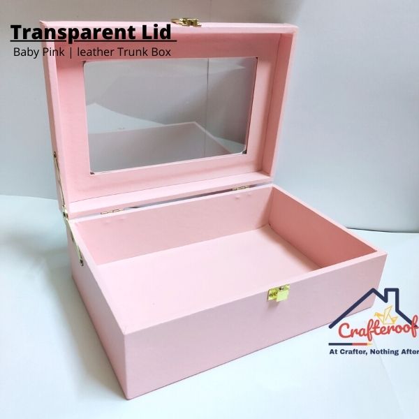 Transparent Lid Trunk Box - Baby Pink