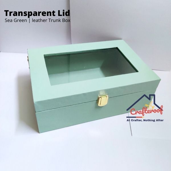 Transparent Lid Trunk Box - Sea Green