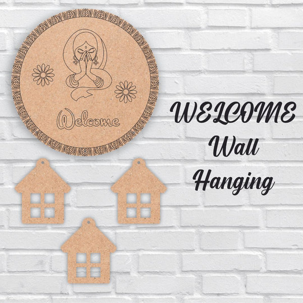 Welcome Girl with House Premarked Mdf Base