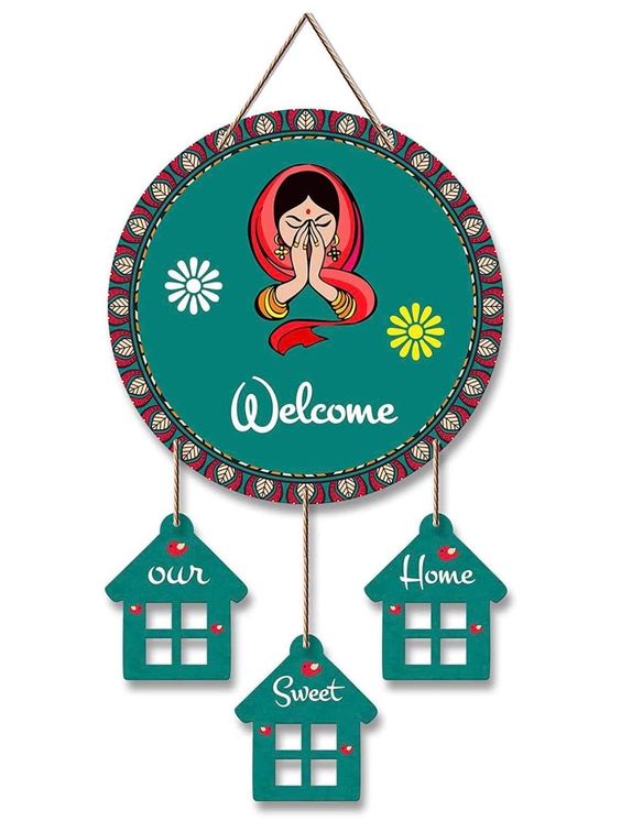 Welcome Girl with House Premarked Mdf Base