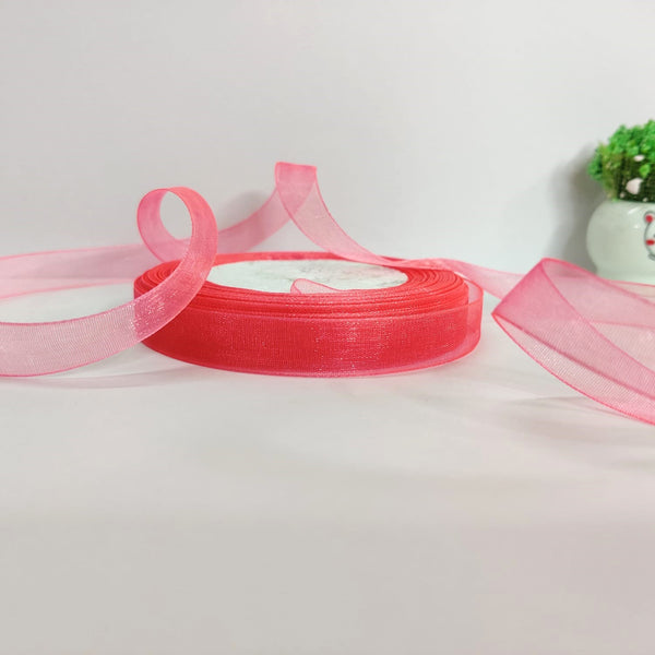 Watermelon Pink organza ribbon- 1/2 inch
