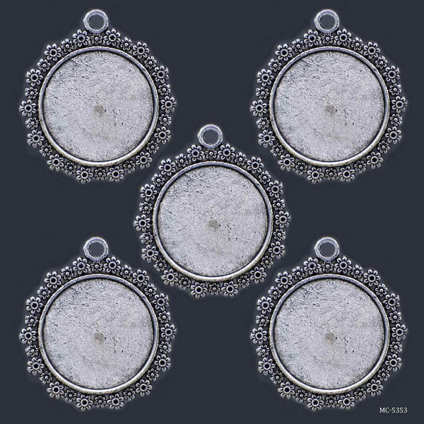 Floral Circle Silver Metal Frame