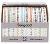 Songdao White Black Washi Tape - 10 roll/pack #2