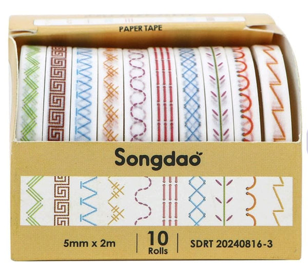 Songdao White Black Washi Tape - 10 roll/pack #3