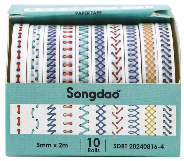 Songdao White Black Washi Tape - 10 roll/pack #4