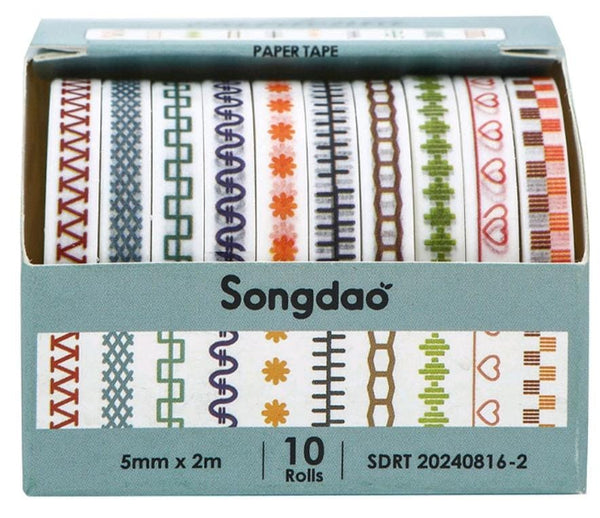 Songdao White Black Washi Tape - 10 roll/pack #5