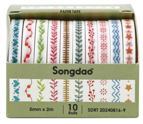 Songdao White Black Washi Tape - 10 roll/pack #6