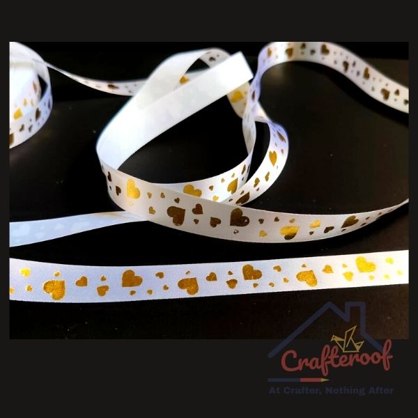 White Heart Foiled Ribbon - 10yrd/pack