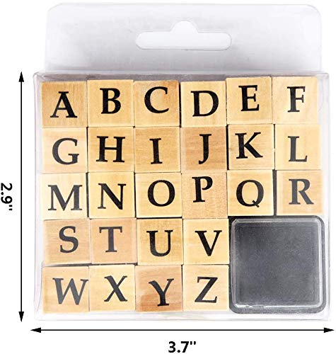 Wooden Capital Alphabet Letters Rubber Stamp
