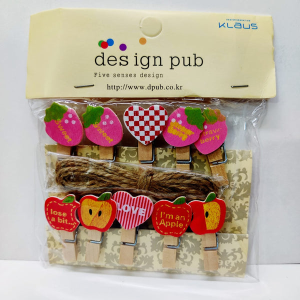 Fruity heart Wooden clips