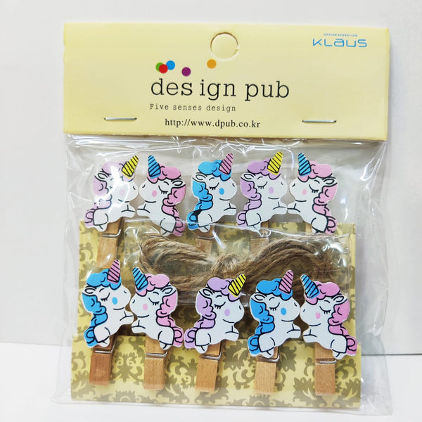 Unicorn Wooden clips