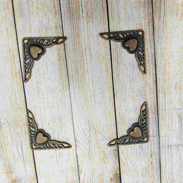 Heart Antique Metal Corner-4pc