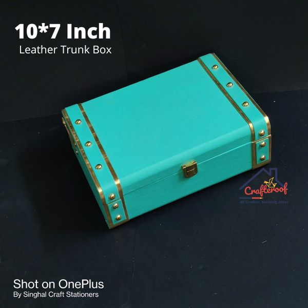 Leather Trunk Box - Turquoise - 10*7 inch
