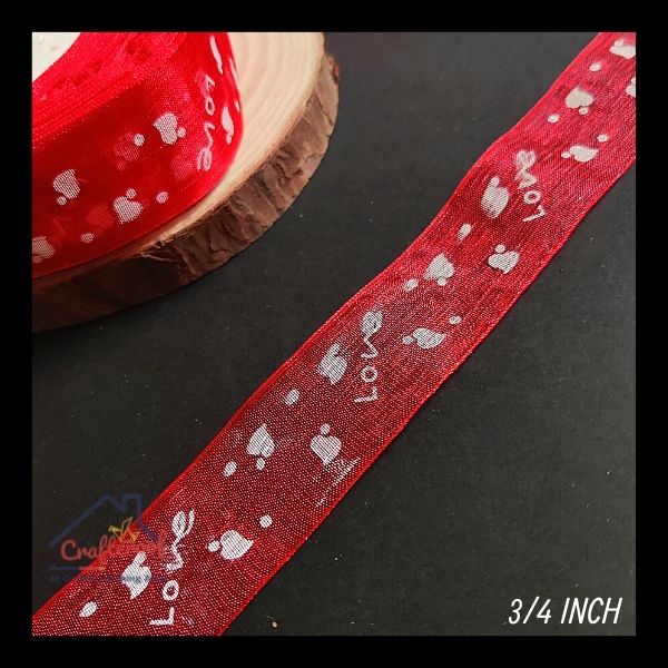 Love Organza Ribbon 3/4 inch - Red