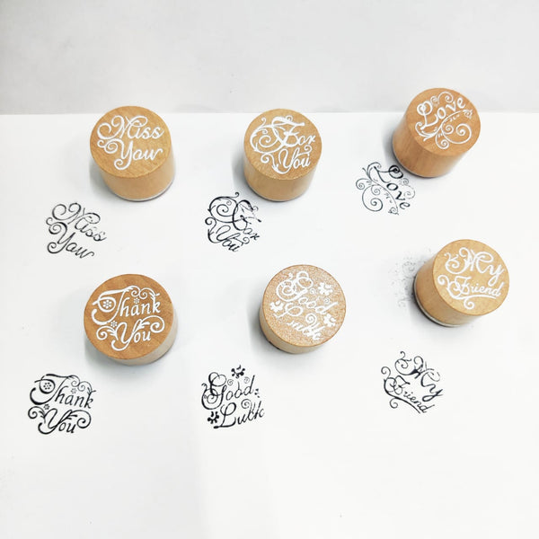 Wooden Circle Stamps -6pc