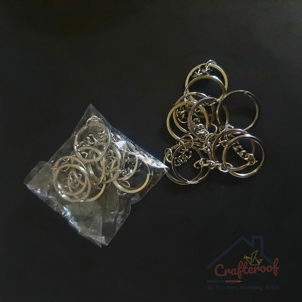 Silver Rings With Chain - 10pc/pack
