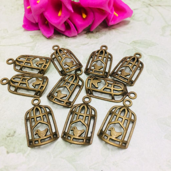 Bird Cage Metal Charm