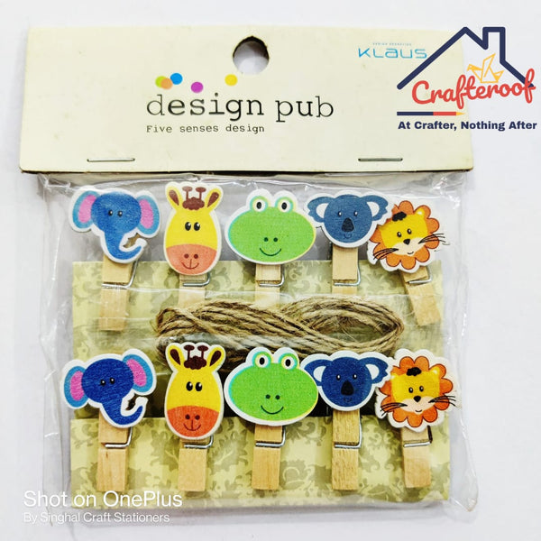 Funky Cartoon Wooden Clips