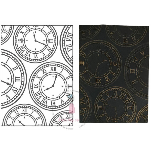 Vintage Clock Pattern - Embossing Folder