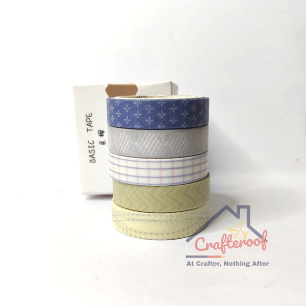 Designer Basic Washi tapes #6 – 5tapes/set