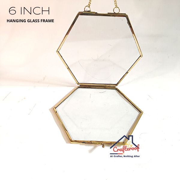 Hanging Hexagon Glass Frame - 6*5 Inch
