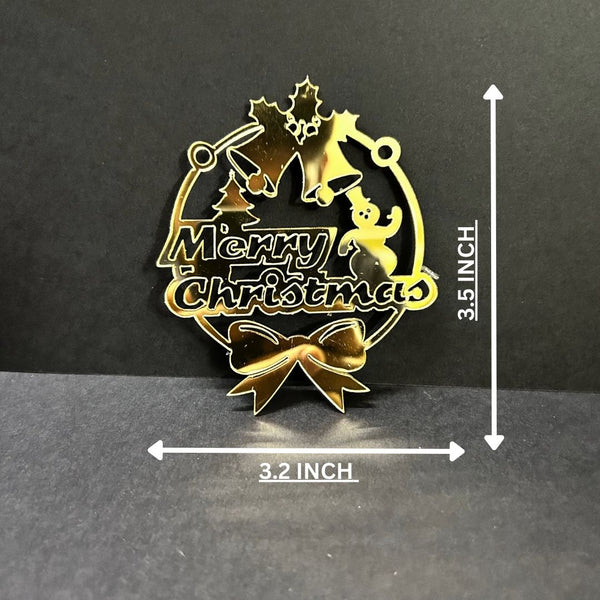 Merry Christmas #6 Golden Acrylic Cutout – 10pcs/pack