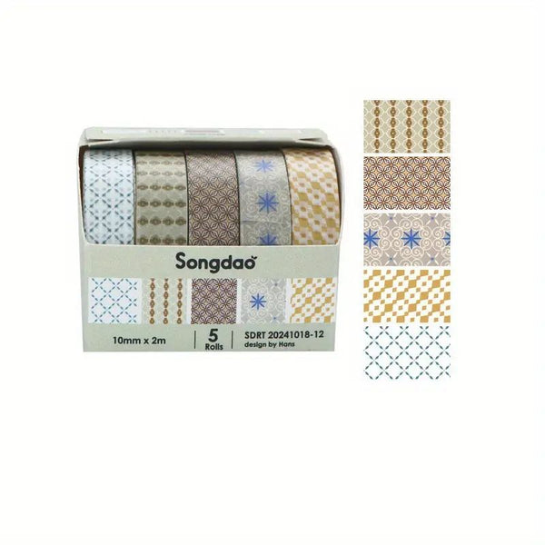 Songdao White Black Washi Tape - 5 roll/pack #10
