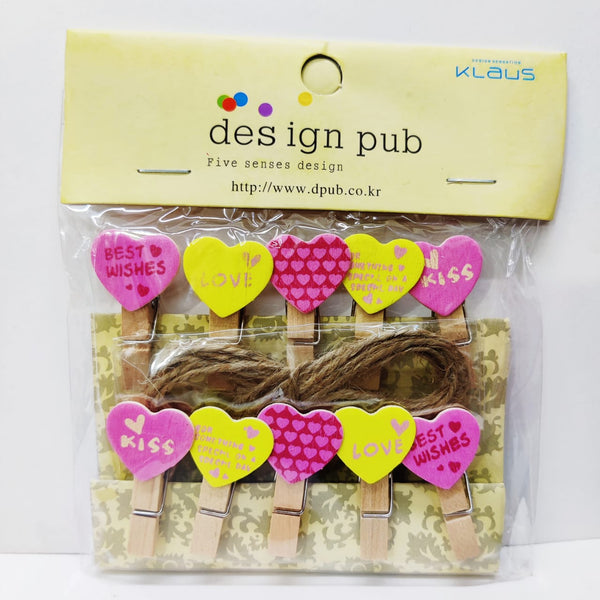 Heart wooden clips