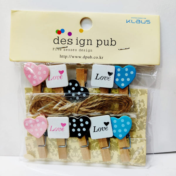 Heart Love wooden clip