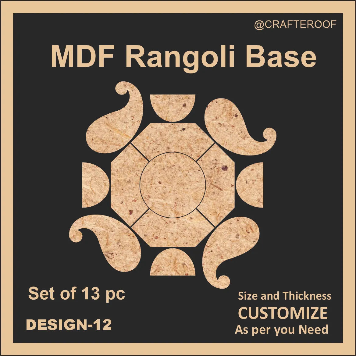 Mdf Rangoli Base - Design #12 – Crafteroof