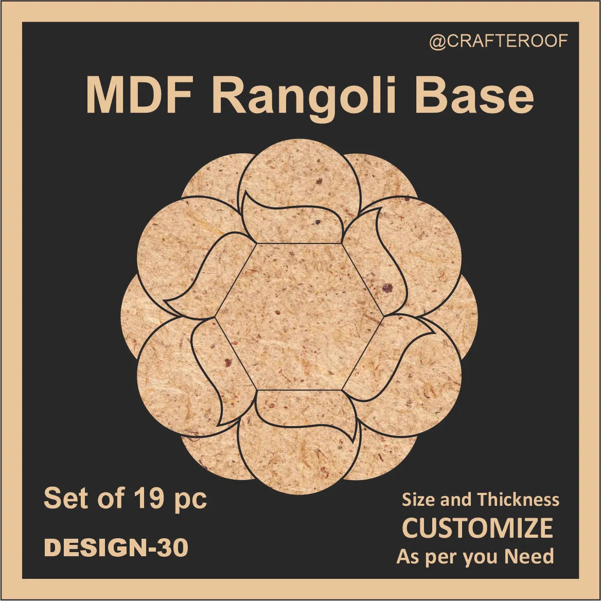 Mdf Rangoli Base - Design #30 – Crafteroof