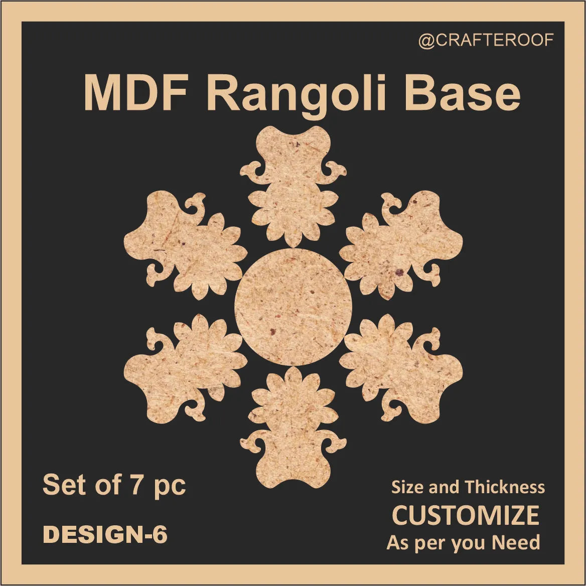 Mdf Rangoli Base - Design #6 – Crafteroof