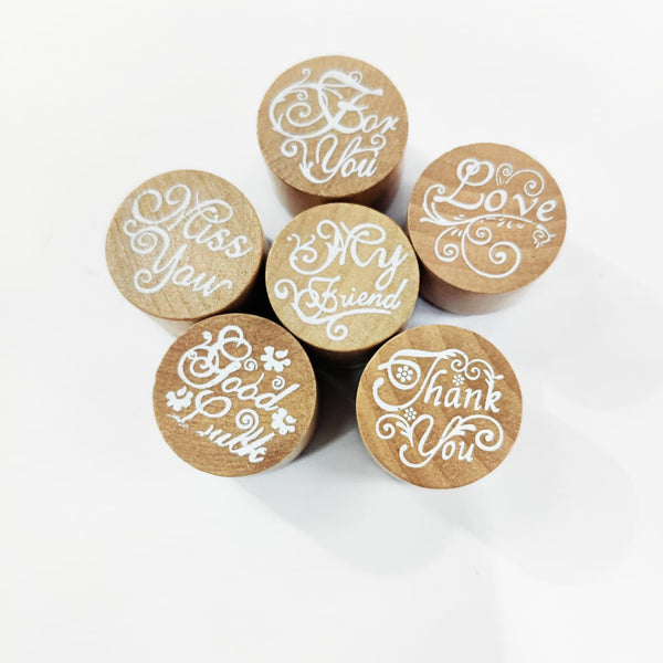 Wooden Circle Stamps -6pc